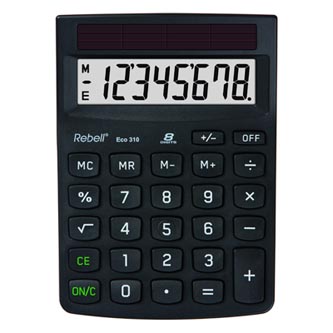 Rebell Kalkulačka RE-ECO 310, černá, stolní, osmimístná