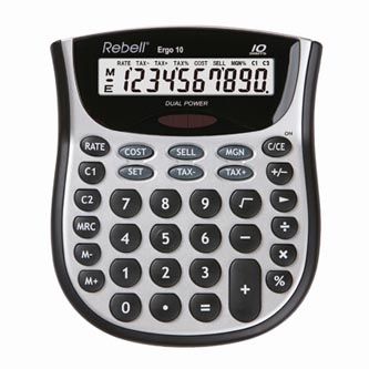 Rebell Kalkulačka RE-ERGO 10 BX, šedá, stolní, desetimístná