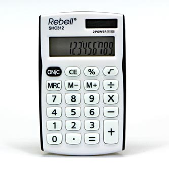 Rebell Kalkulačka RE-SHC312BK BX, bílo-černá, kapesní, dvanáctimístná