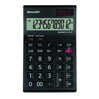 Sharp Kalkulačka EL124TWH, černo-bílá, stolní, dvanáctimístná