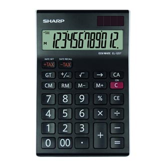 Sharp Kalkulačka EL125TWH, černo-bílá, stolní, dvanáctimístná