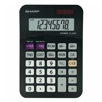 Sharp Kalkulačka EL330FBBK, černá, stolní, osmimístná