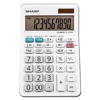 Sharp Kalkulačka EL330W, bílá, stolní, desetimístná