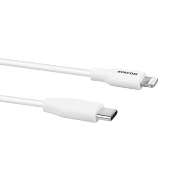 Avacom USB kabel (2.0), USB C samec - Apple Lightning samec, 1.2m, kulatý, bílý, neoriginální