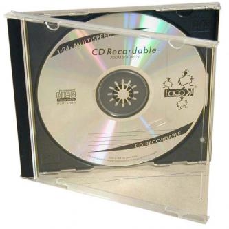 Box na 1 ks CD, průhledný, černý tray, Logo, 10,4 mm, 2-pack