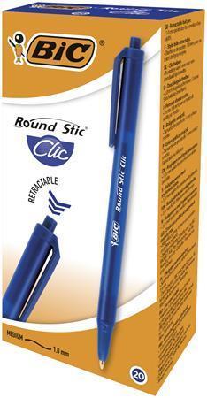 Kuličkové pero "Round Stic Clic", modrá, 0,4 mm, výsuvné, BIC 926376