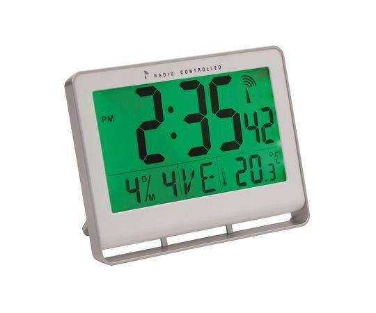 Nástěnné hodiny "Horlcdneo", radio-control, LCD displej, 22x20 cm, ALBA, stříbrné