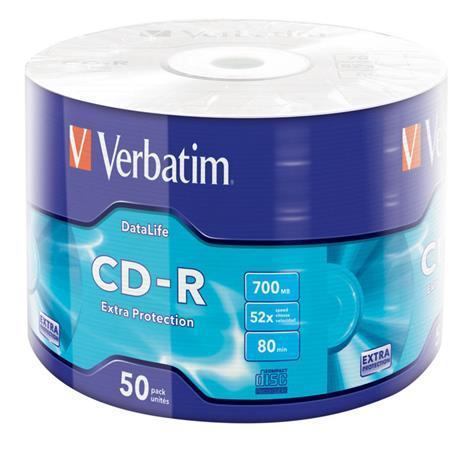 CD-R 700MB, 80min., 52x, DL Extra Protection, Verbatim, 50ks ve fólii
