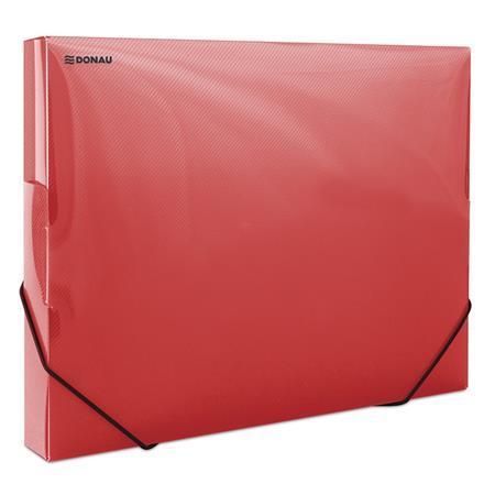 Desky s gumičkou "Propyglass", transparentní červená, PP, 30 mm, A4, DONAU