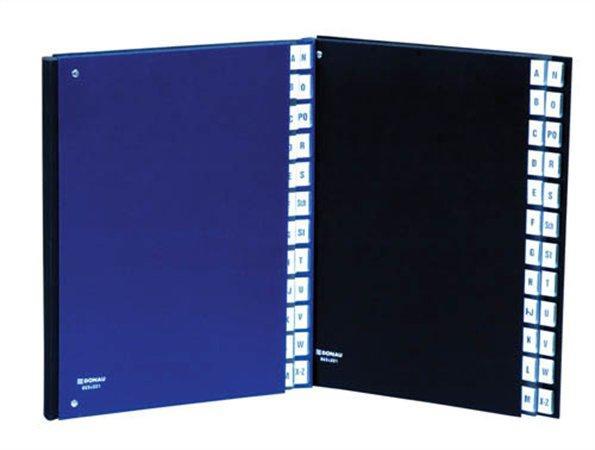 Třídící kniha, tmavě modrá, koženka, A4, A-Z, DONAU