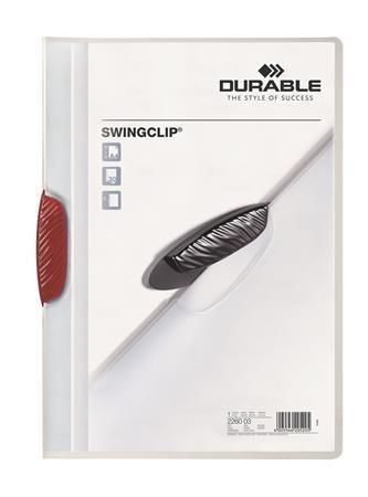 Desky s rychlovazačem "Swingclip® 30", červená, s klipem, A4, PP, DURABLE