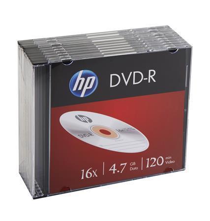 DVD-R, 4,7 GB, 16x, 10 ks, slim case, HP 69314