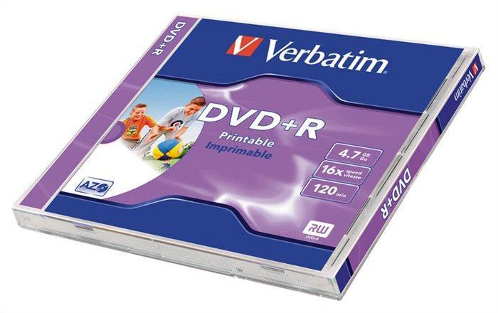 DVD+R 4,7GB, 16x, Printable, Verbatim, jewel box