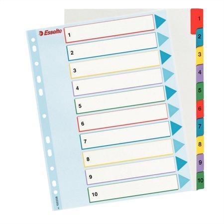 Zesílené rejstříky "Standard", popisovatelná titulní str., mix barev, karton, A4 Maxi, 1-10, 