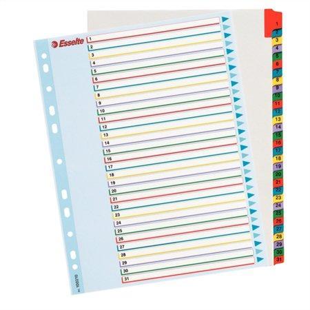 Zesílené rejstříky "Standard", popisovatelná titulní str., mix barev, karton, A4 Maxi, 1-31, 