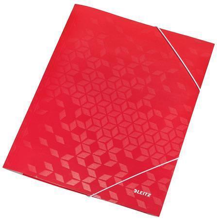 Desky s gumičkou "Wow", červená, 15 mm, karton, A4, LEITZ 39820026