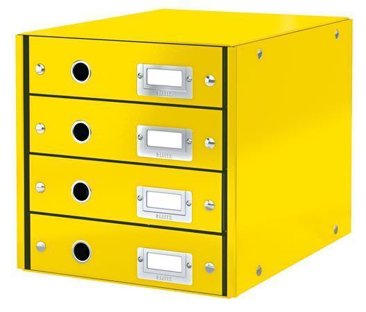 Zásuvkový box "Click&Store", žlutá, 4 zásuvky, laminovaný karton, lesklý, LEITZ