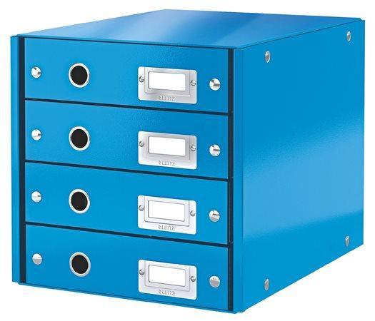 Zásuvkový box "Click&Store", modrá, 4 zásuvky, lesklý, LEITZ