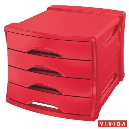 Zásuvkový box "Europost", 4 zásuvky, Vivida červená, plast, ESSELTE