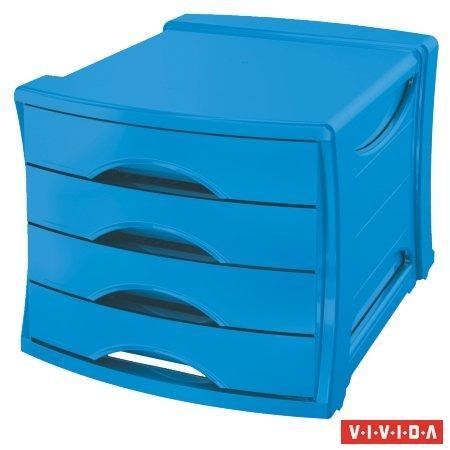 Zásuvkový box "Europost", 4 zásuvky, Vivida modrá, plast, ESSELTE
