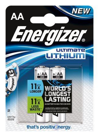 Baterie, AA (tužková), 2 ks, lithiová, ENERGIZER "Ultimate Lithium"