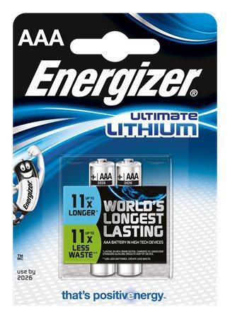 Baterie, AAA (mikrotužková), 2 ks v balení, lithiová, ENERGIZER "Ultimate Lithium"