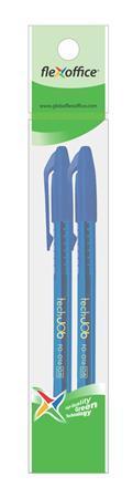 Kuličkové pero "TechJob", modrá, 0,4 mm, 2ks/blister, s uzávěrem, FLEXOFFICE