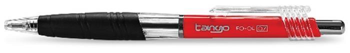Kuličková pera "Tango", červená, 0,35 mm, stiskací mechanismus, červený inkoust, FLEXOFFICE