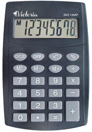Kalkulačka kapesní "GVZ-136AP", 8místný displej, VICTORIA