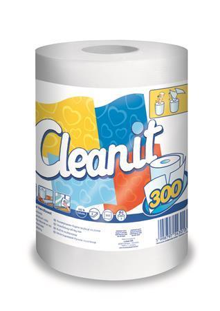 Papírové utěrky "CLEANIT 300", bílá, 2-vrstvé, role, LUCART