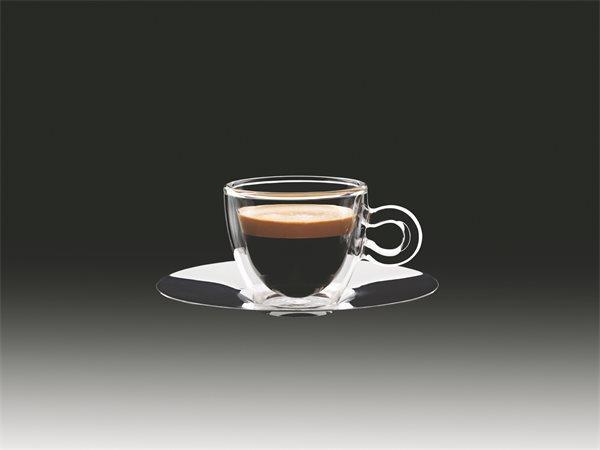 Hrnek espresso s nerezovým podšálkem "Thermo", 6,5 cl, dvoustěnný