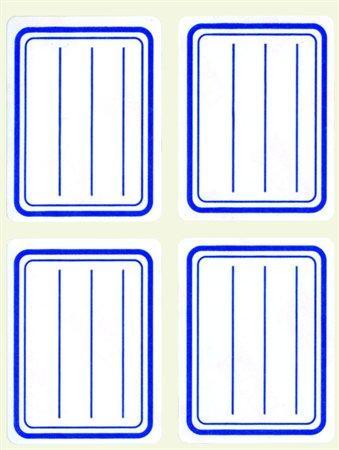 Samolepicí štítek na sešit, s modrým okrajem, 38 x 50 mm, linkovaný, 20 ks, APLI 10195