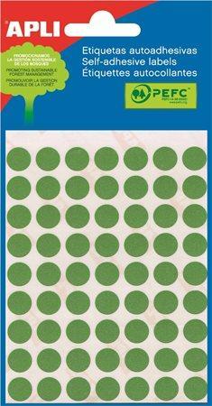 Etikety, zelené, kruhové, průměr 10 mm, 315 etiket/balení, APLI