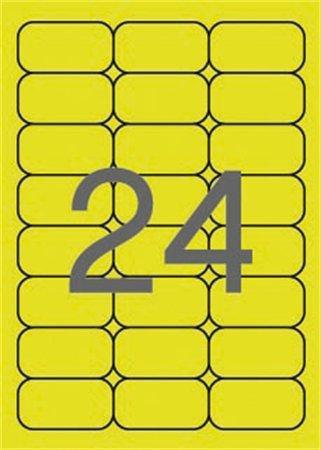 Etikety, zaoblené rohy, fluorescentní žlutá,  64x33,9 mm, 480 ks/bal., APLI