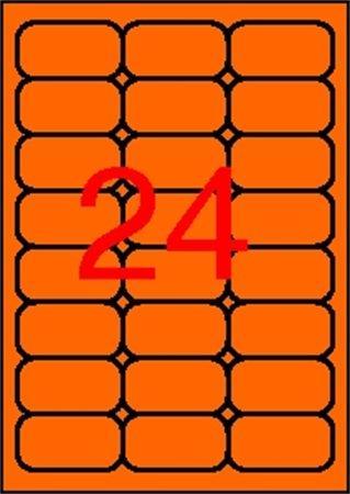 Etikety, zaoblené rohy, fluorescentní oranžová,  64x33,9 mm, 480 ks/bal., APLI