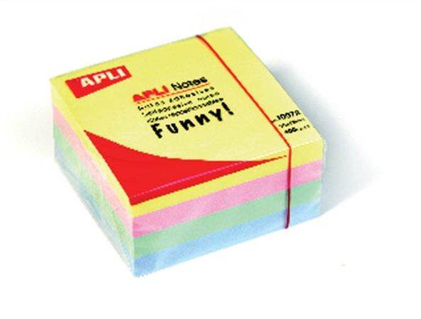 Samolepicí bloček "FUNNY", mix pastelových barev, 75 x 75 mm, 400 listů, APLI 10972