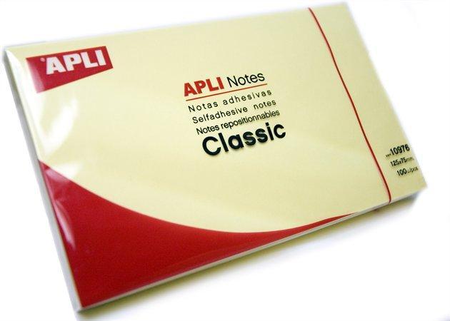 Samolepicí bloček "CLASSIC", žlutá, 75 x 125 mm, 100 listů, APLI 10976