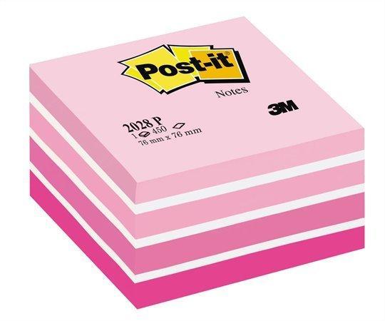 Samolepicí bloček, aquarell růžová, 76 x 76 mm, 450 listů, 3M POSTIT 7100172384
