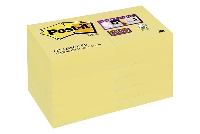 Samolepicí bloček, žlutá, 48 x 48 mm, 12x 90 listů, 3M POSTIT 7100290190