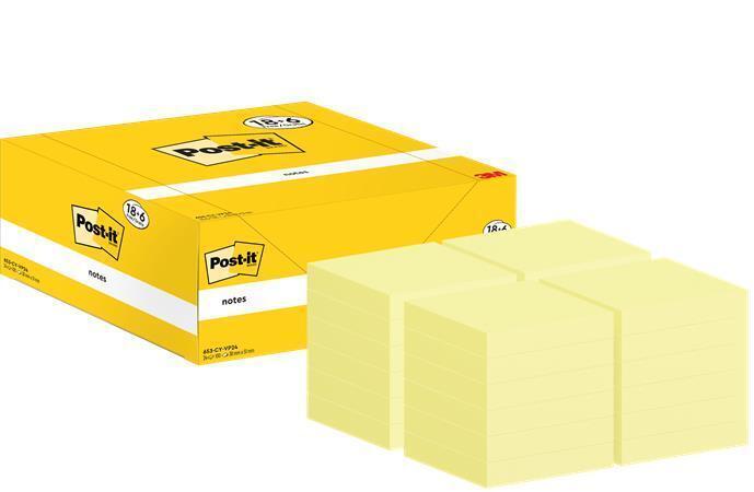 Samolepicí bloček, kanárkově žlutá, 38 x 51 mm, 24x 100 listů, 3M POSTIT 7100317764