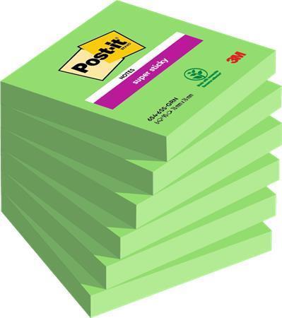 Samolepicí bloček "Super Sticky", zelená, 76 x 76 mm, 6x 90 listů, 3M POSTIT 7100263204