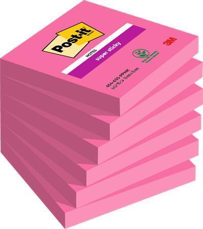 Samolepicí bloček "Super Sticky", růžová, 76 x 76 mm, 6x 90 listů, 3M POSTIT 7100263208