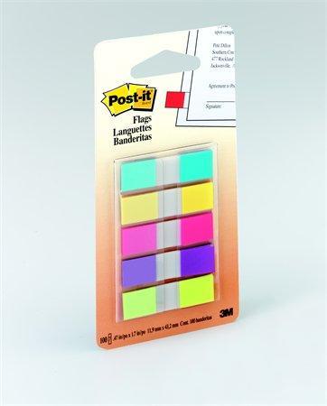 Samolepicí záložky, mix neonových barev, 12 x 43 mm, 5x 20 listů, 3M POSTIT 7000101800