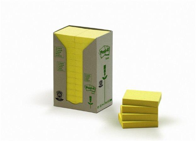 Samolepicí bloček "Nature", žlutá, 38 x 51 mm, 24x 100 listů, recyklovaný, 3M POSTIT 7100172247