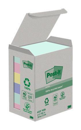 Samolepicí bloček "Nature", mix studených barev, 38 x 51 mm, 6x 100 listů, recyklovaný, 3M POSTIT 71