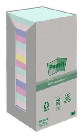 Samolepicí bloček "Nature", mix pastelových barev, 76 x 76 mm, 16x 100 listů, recyklovaný, 3M POSTIT