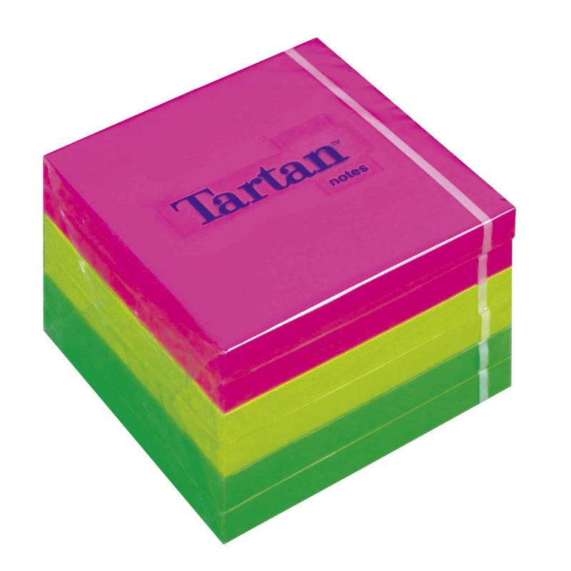 Samolepicí bloček, mix neonových barev, 76 x 76 mm, 6x 100 listů, TARTAN 7100296530/7100200707