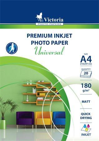 Fotografický papír "Universal", do inkoustové tiskárny, matný, A4, 180g, VICTORIA