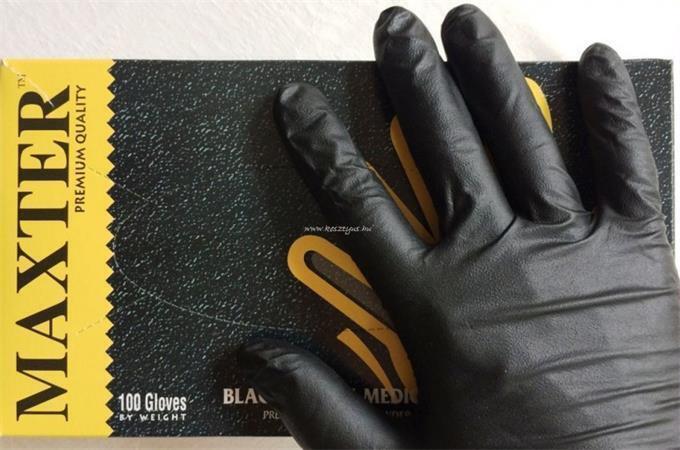 Ochranné rukavice, černá, jednorázové, nitrilové, vel. L, 100 ks, nepudrované, 5,5 g