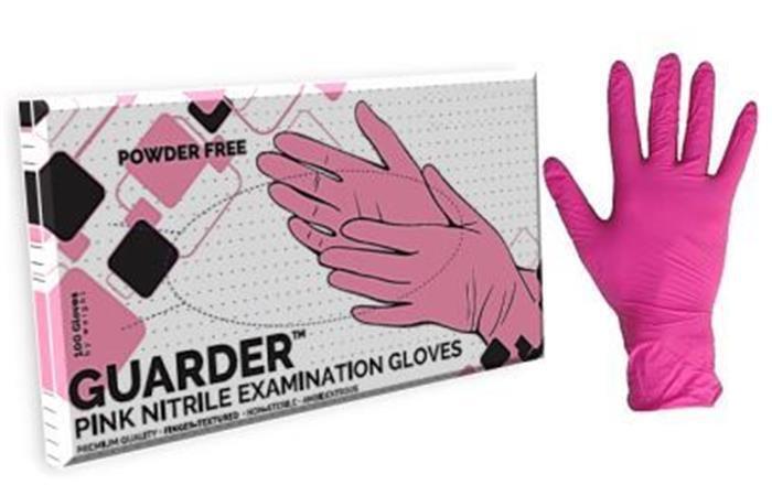 Ochranné rukavice, růžová, jednorázové, nitrilové, vel. M, 100 ks, nepudrované, 3,4 g